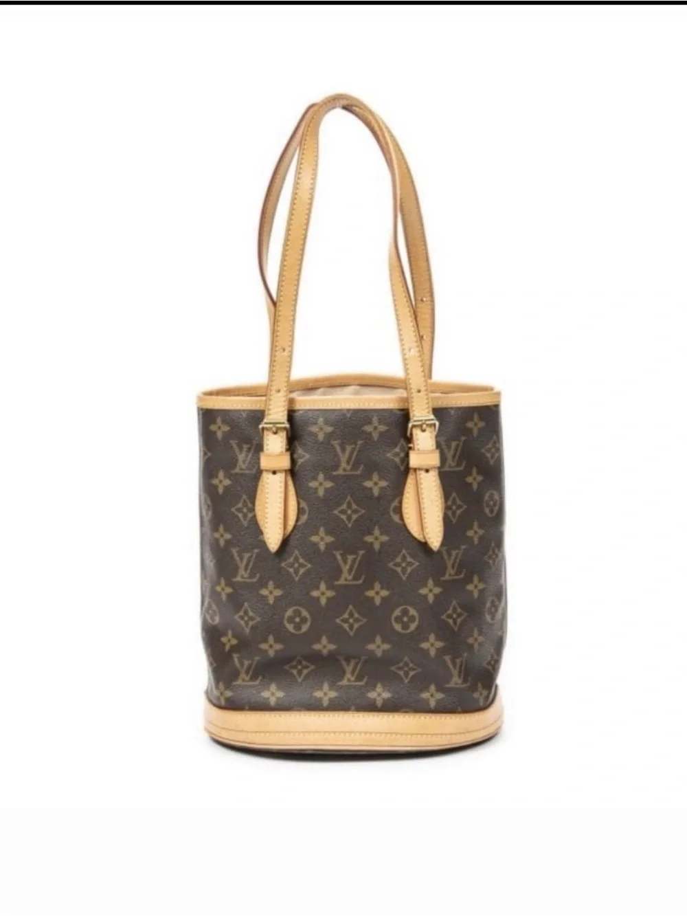 Louis Vuitton Brown Monogram Canvas Bucket Shoulder Bag with Tan Trim